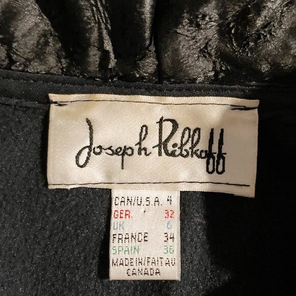 JOSEPH RIBKOFF Tall ruffle collar black jacket ~ Office goth SMALL MEDIUM blazer - Picture 2 of 16